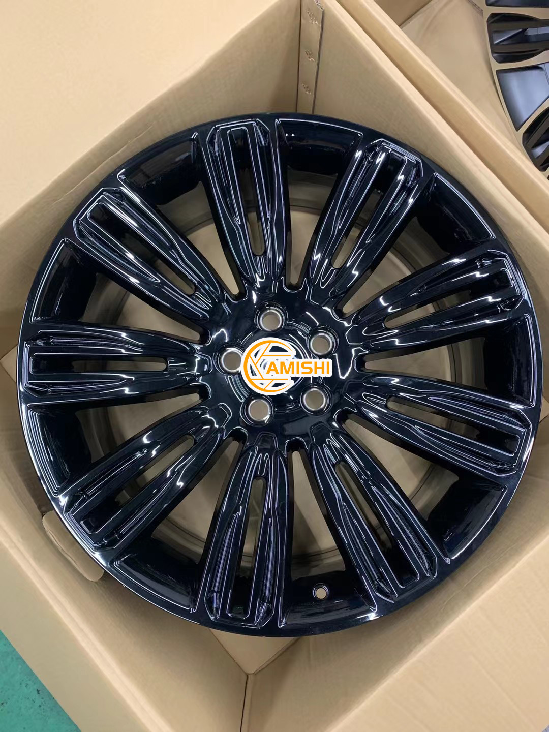 72.6 Hole Multi Spoke Alloy Wheels 9.5J 22 Inch Black Alloy Rims